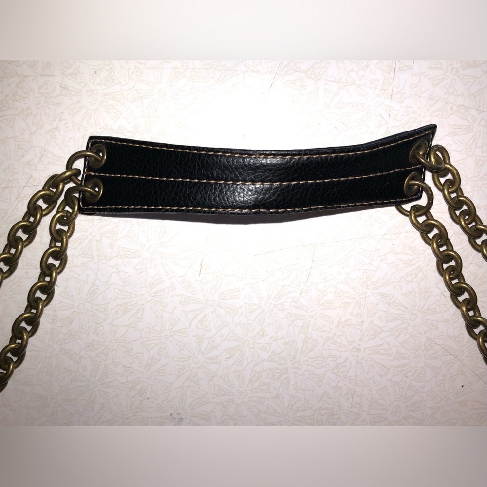 The Sak Black Leather Shoulder Bag with Brass Chain Strap - Picture 3 of 10